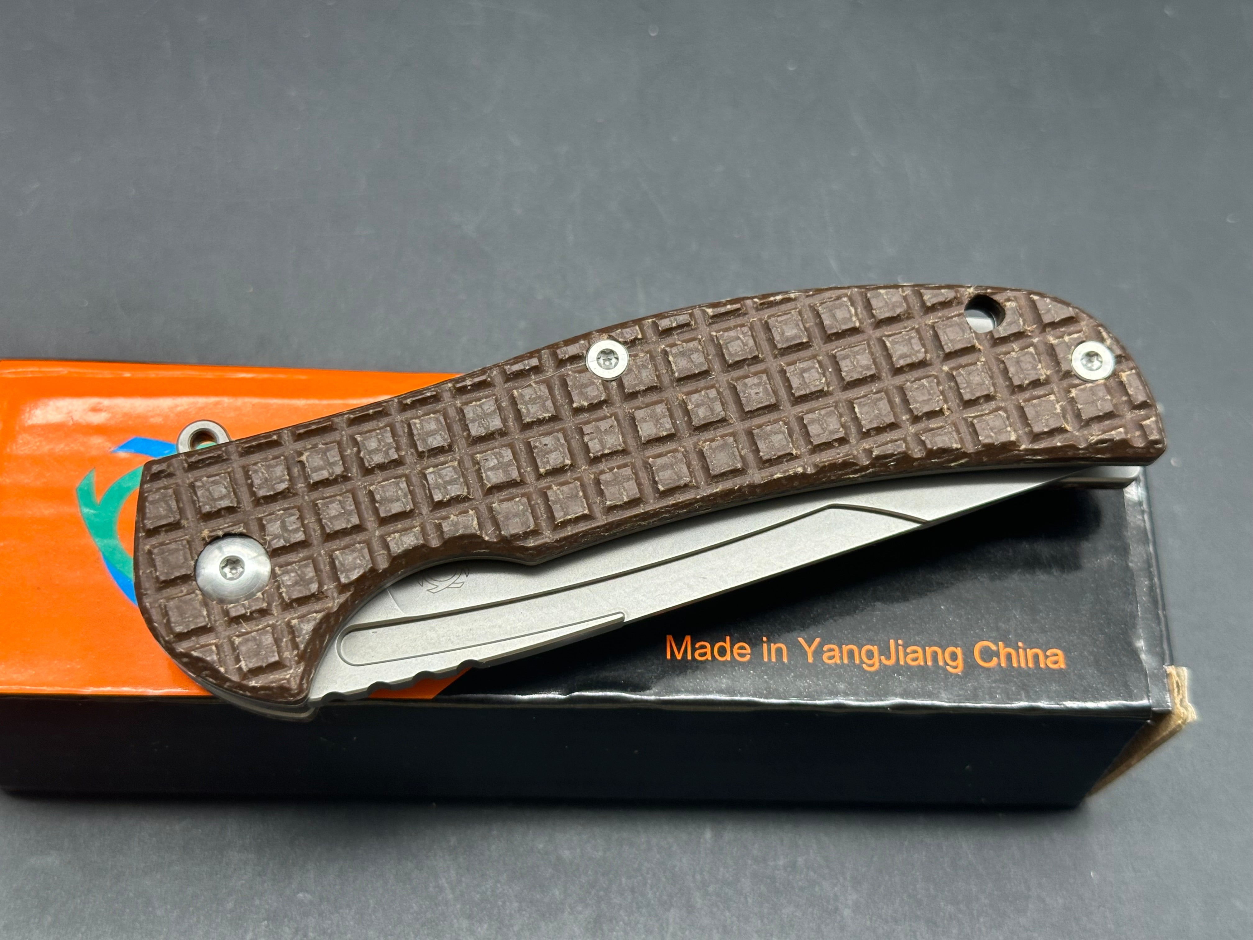 Sixleaf SL 14 Pocket Knife - D2 Steel Blade, Liner Lock, Frag Micarta Scales - EDC, Camping, Hiking & Outdoor Survival Tool