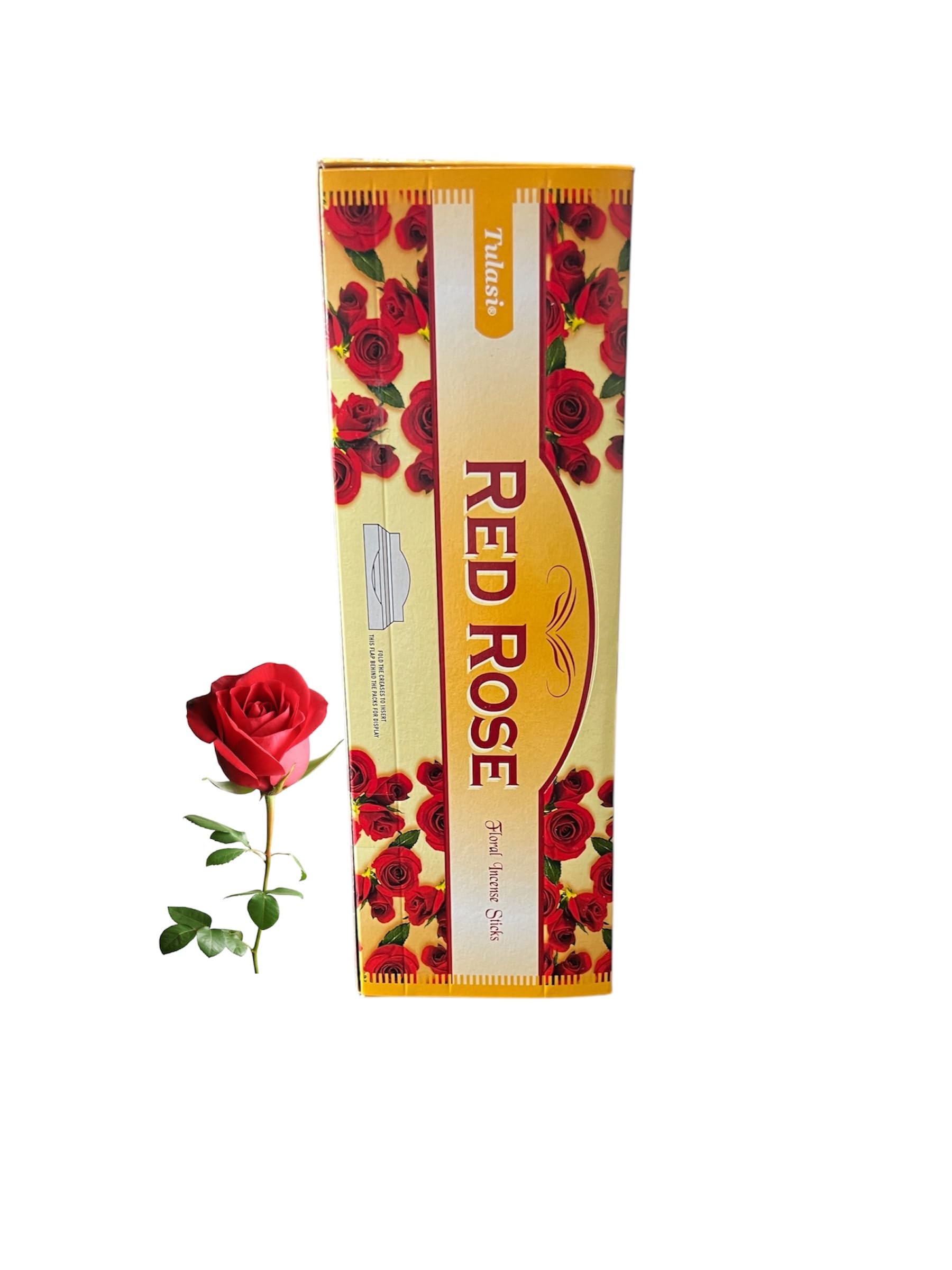 Premium Red Rose Incense Sticks - Box of 6 Hexagonal Tubes (20 Sticks Each) by Tulasi - Perfect for Meditation, Yoga & Aromatherapy