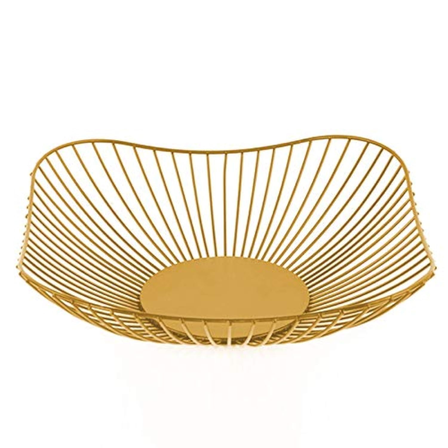 Stylish Gold Metal Wire Fruit Basket - Decorative Kitchen Countertop Organizer for Fruits, Desserts & Snacks - Perfect for Living Room, Dining Table & Party Serving (2.7 Inch Height)