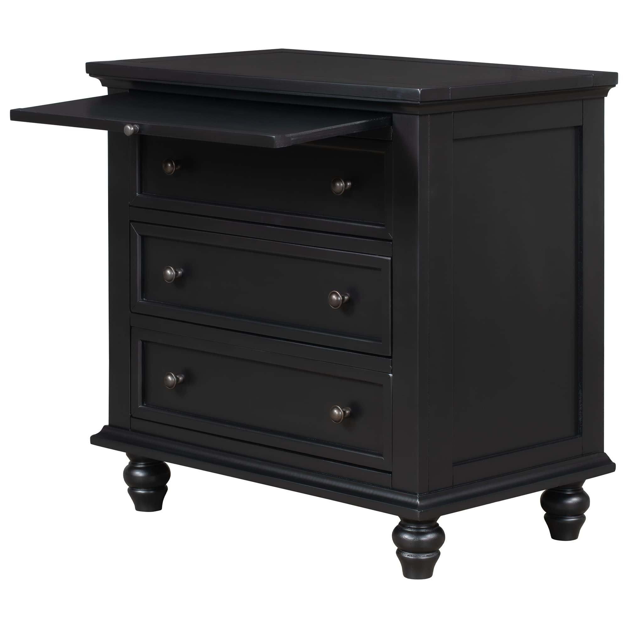 P PURLOVE Wooden Storage Chest with 3 Drawers & Pull-Out Tray - Multifunctional End Table for Entryway, Living Room, Bedroom | Organize Blankets, Toys & Home Decor