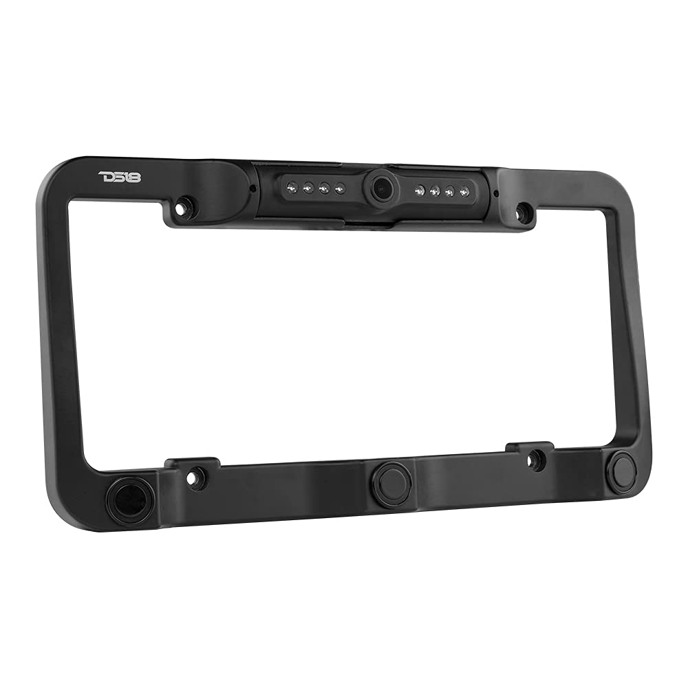 DS18 RCS2IN1LP-BK Waterproof License Plate Reverse Camera with Backup Buzzer & LED Night Vision - Parking Assistance, Rear View Safety for Trucks, SUVs, RVs | Easy Installation, All-Weather Performance