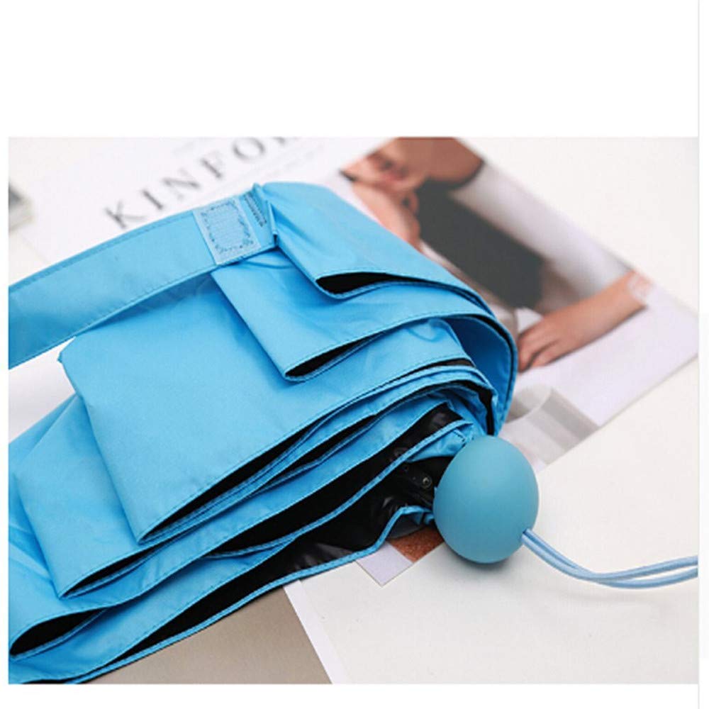 Foldable Windproof Compact Travel Umbrella for Men & Women - Mini Cream Solid Color UV Protection (95% UV Resistance) - Perfect for Commuting, Outdoor Activities & Travel (Blue)