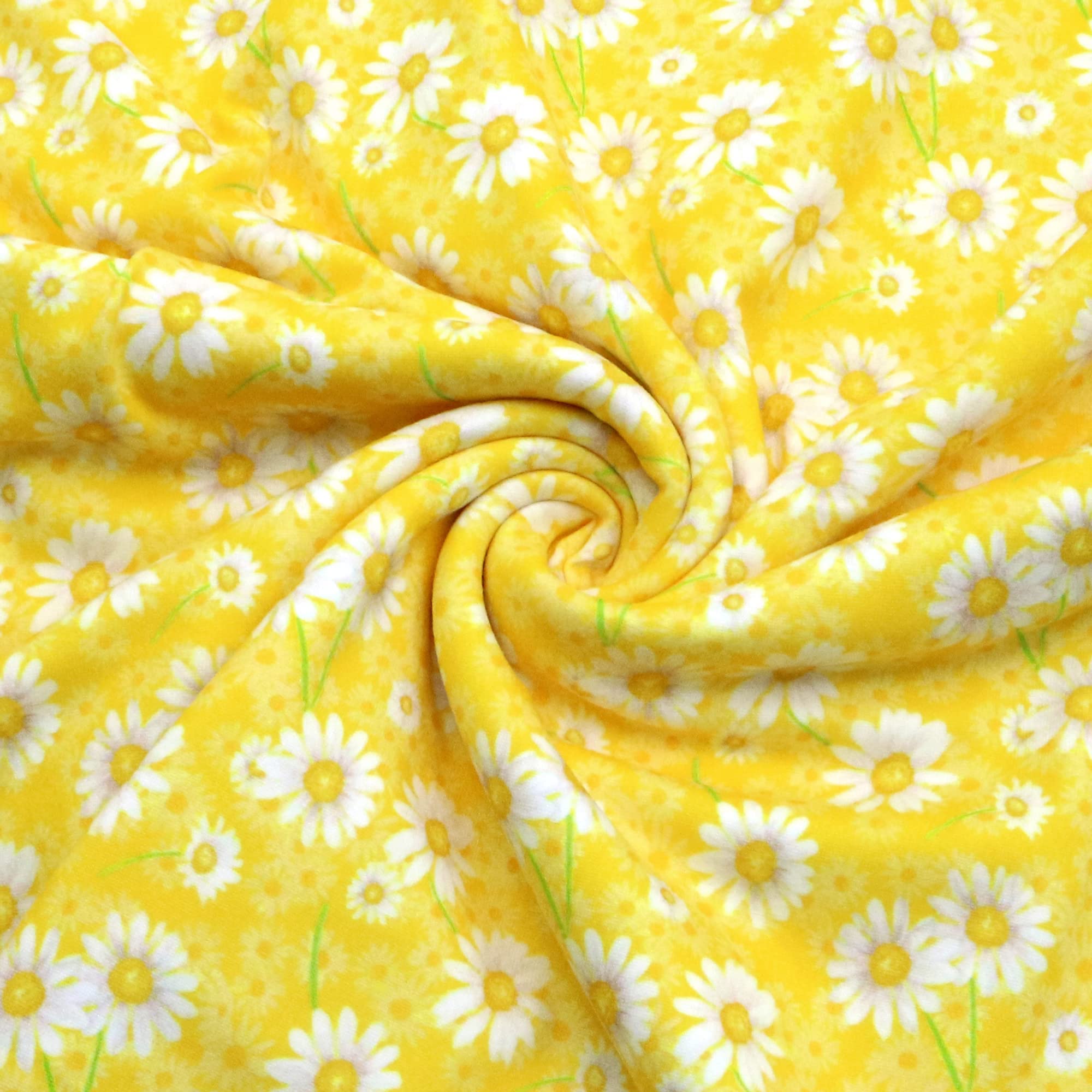 David Daisy Print Stretch Knit Fabric - Soft DBP Poly Spandex for Dresses & Apparel