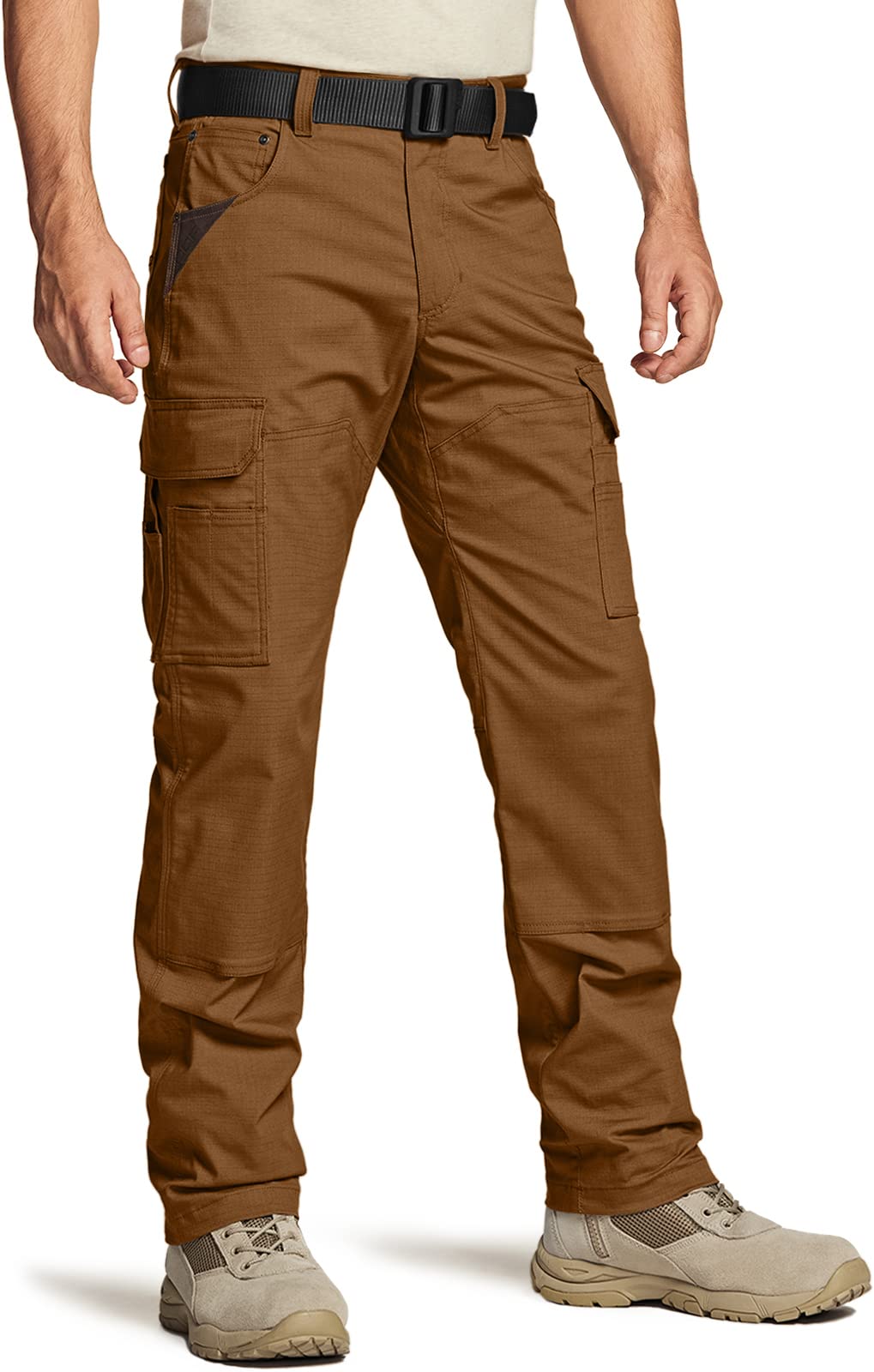 CQR Men's Flex Ripstop Work Pants - Water Resistant Tactical Cargo Pants for Outdoor, Hiking & EDC | Durable Utility Pants for Work, Camping & Everyday Use