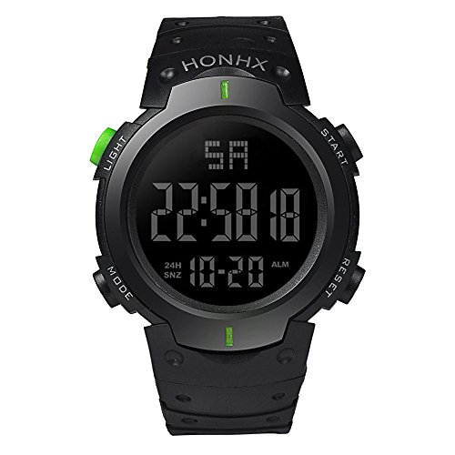 Men's Digital Sports Watch - Waterproof LCD Stopwatch with Date Display, Durable Rubber Strap for Running, Swimming & Outdoor Activities