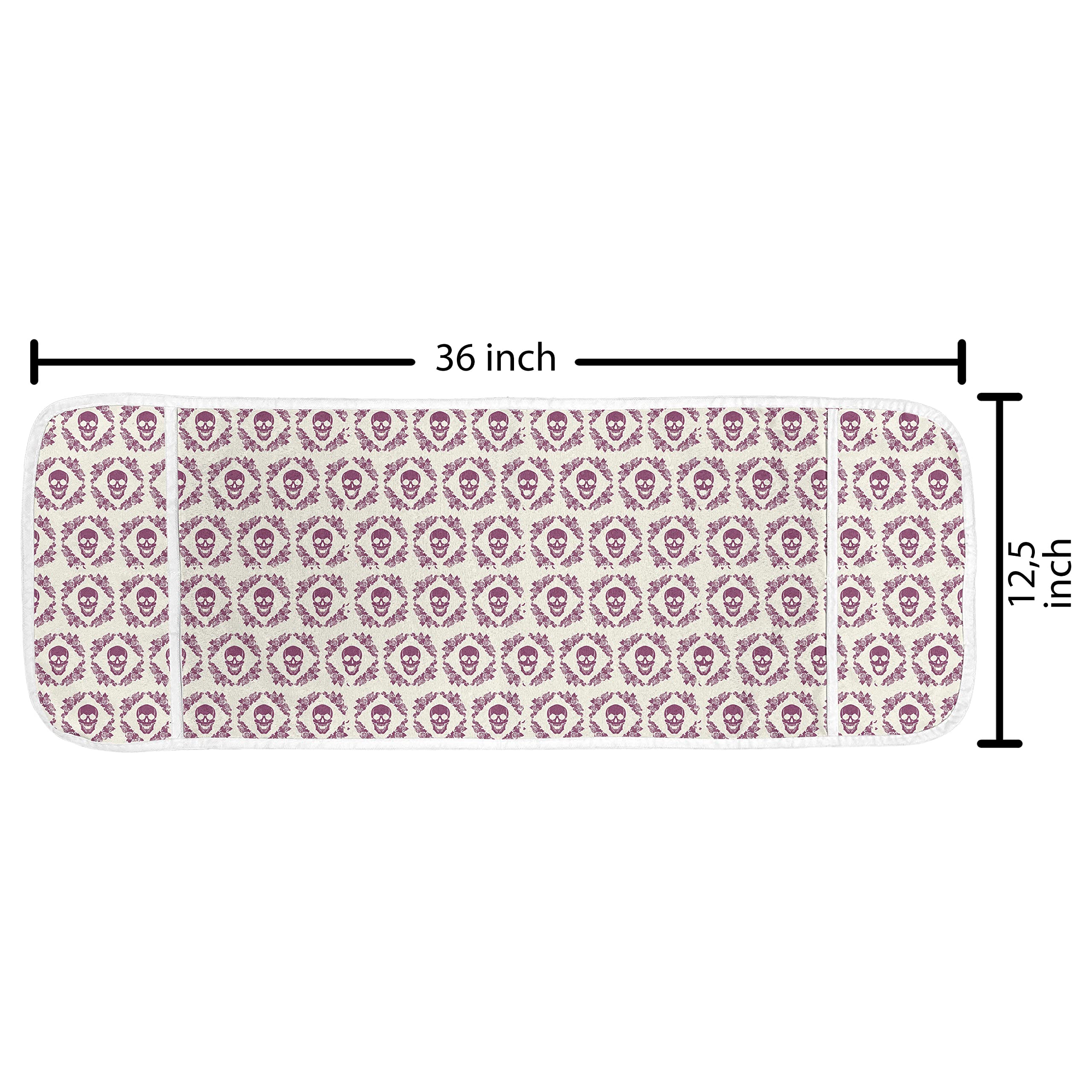 Ambesonne Sugar Skull Microwave Cover - Monochrome Calavera Floral Wreath Design, Waterproof Kitchen Organizer with Pockets, 36