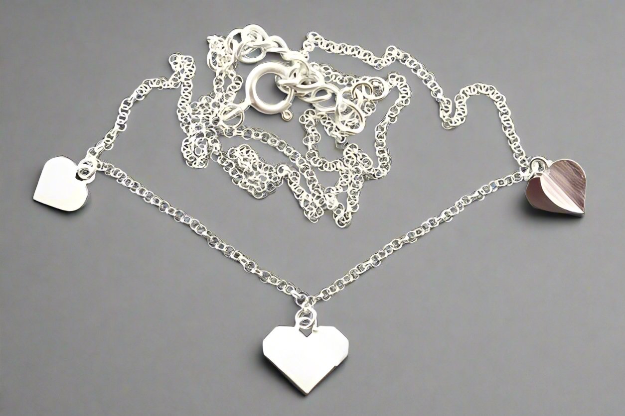 3 Heart Pendant Sterling Silver Necklace for Women - Elegant 925 Silver Love Charm Jewelry Gift for Valentine's Day, Anniversary & Special Occasions