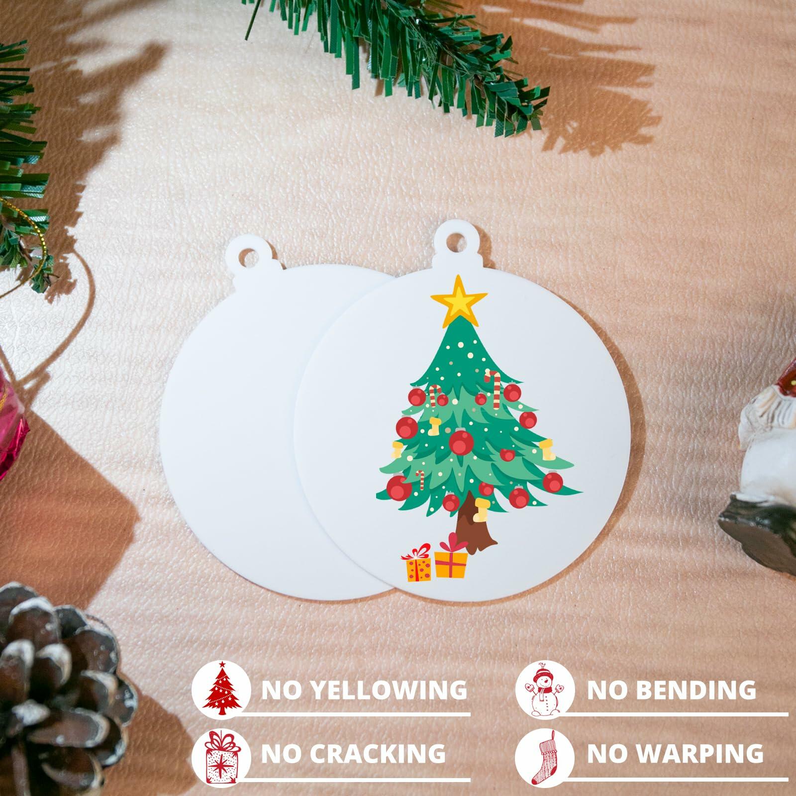 40PCS Christmas Acrylic Ornament Blanks - 3x4mm Thick White Round Decorations for DIY Holiday Crafts, Tree Decor, and Festive Home Decorating