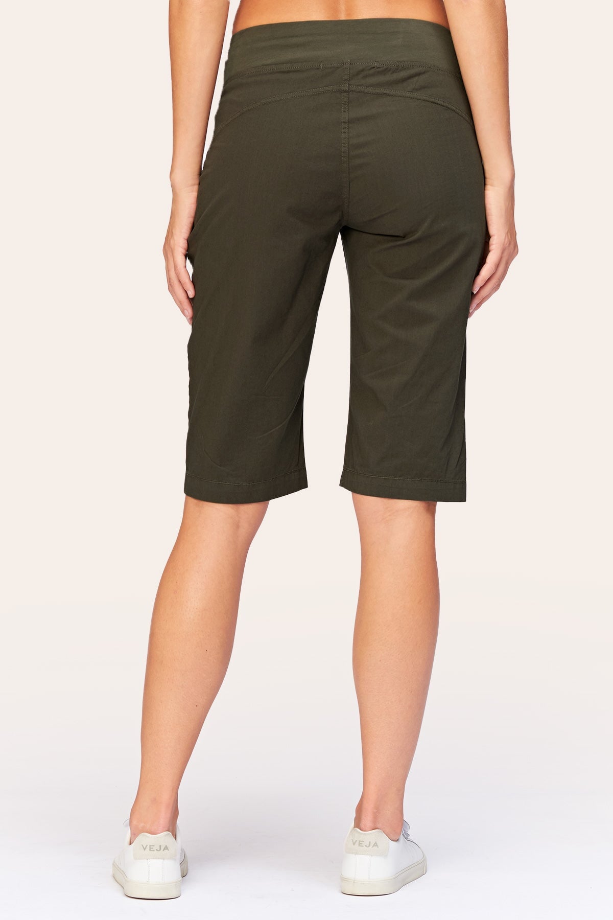Tatem Bermuda Olive Shorts for Women - Comfortable Casual Summer Shorts for Outdoor Activities, Beach, and Travel