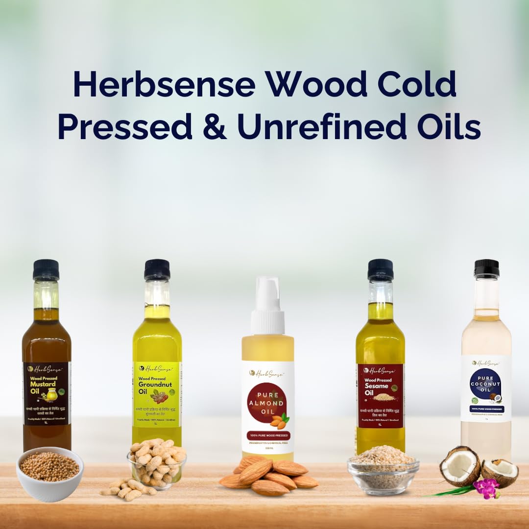 Herbsense 100% Pure Cold Pressed Coconut Oil - Organic Unrefined Virgin Coconut Oil for Hair Care, Skin Moisturizer, Baby Massage & Oil Pulling | 16.9oz (500ml) | Perfect for Cooking, Beauty & Wellness Routines