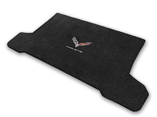 2014-2017 Chevrolet Corvette C7 Convertible Trunk Liner Mat - Premium Jet Black with Crossed Flags & Corvette Logo | Perfect for Car Shows, Road Trips & Daily Protection