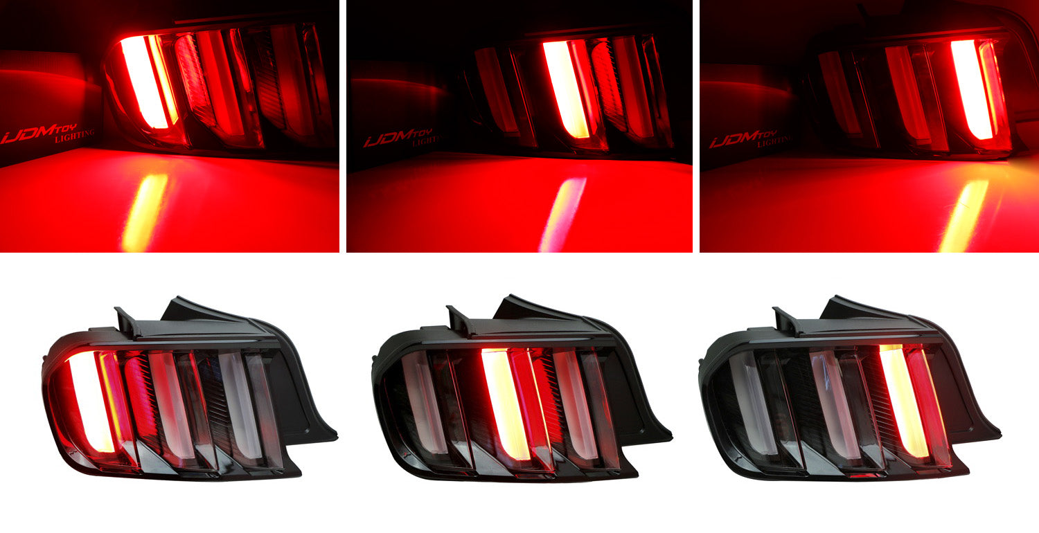 15-20 Ford Mustang Full LED Taillight Lamps with Dynamic Sequential Turn Signals - Upgrade Your Ride with Stylish Nighttime Visibility & Safety