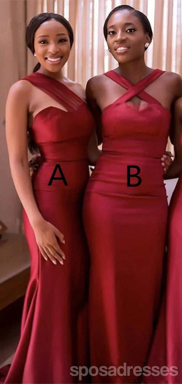 Elegant Mismatched Dark Red Mermaid Bridesmaid Dresses - Long Formal Gown WG1063 for Weddings, Prom & Special Occasions