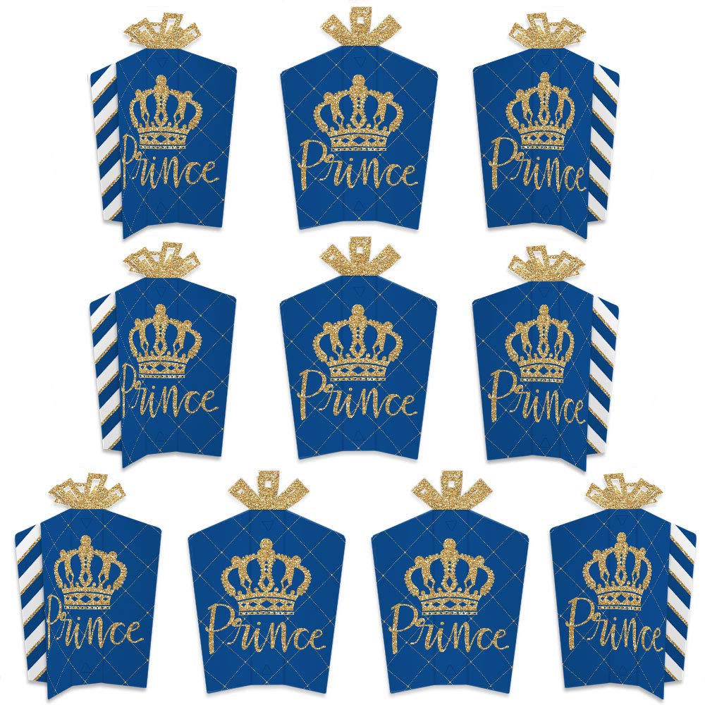 Royal Prince Charming Table Decorations - 10-Pack Fold & Flare Centerpieces for Baby Showers, Birthday Parties & Royal-Themed Events - Elegant Party Decor by Big Dot of Happiness