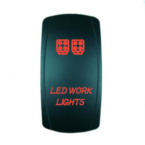STV Motorsports® Laser Red Rocker Switch LED Work Lights - 20A 12V On/Off Waterproof LED Light Bar for Off-Road Trucks, ATVs, Boats & Marine Applications