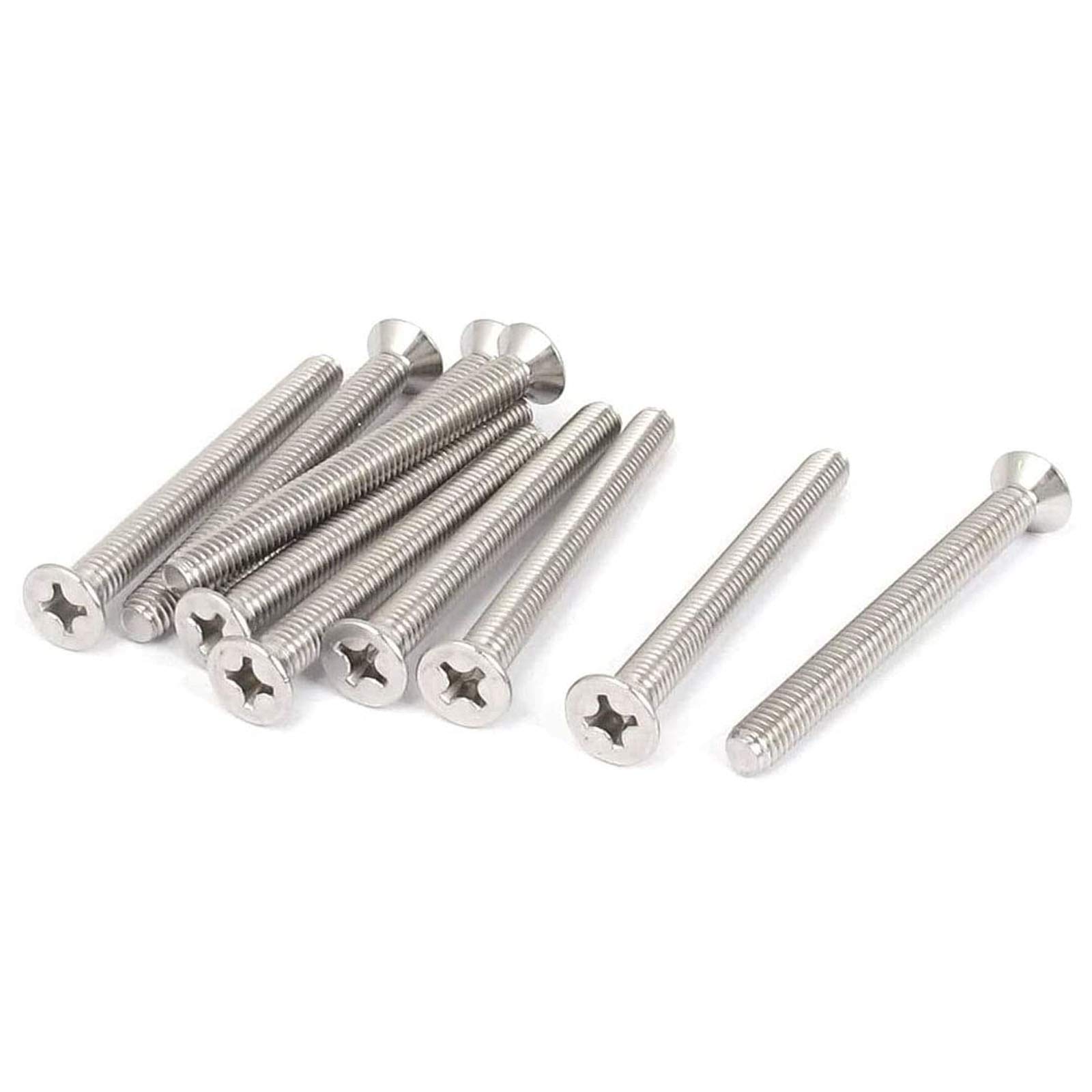 15 Pcs M5-0.8x80mm 304 Stainless Steel Flat Head Machine Screws for DIY & Furniture Assembly