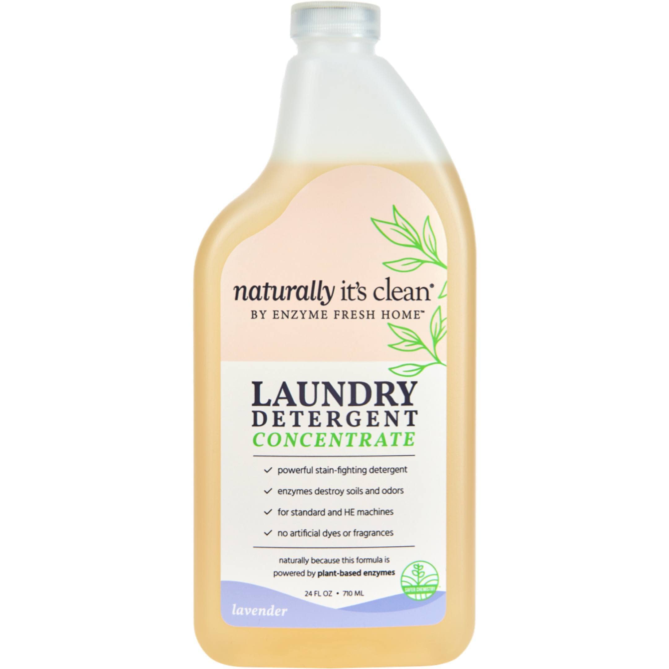 Naturally It’s Clean Lavender Scented Enzymatic Laundry Detergent Concentrate (24oz) - Removes Tough Stains Like Grass, Makeup, Grease, Wine & Food | Safe for All Fabrics | Ideal for Active Families, Pet Owners & Eco-Conscious Homes
