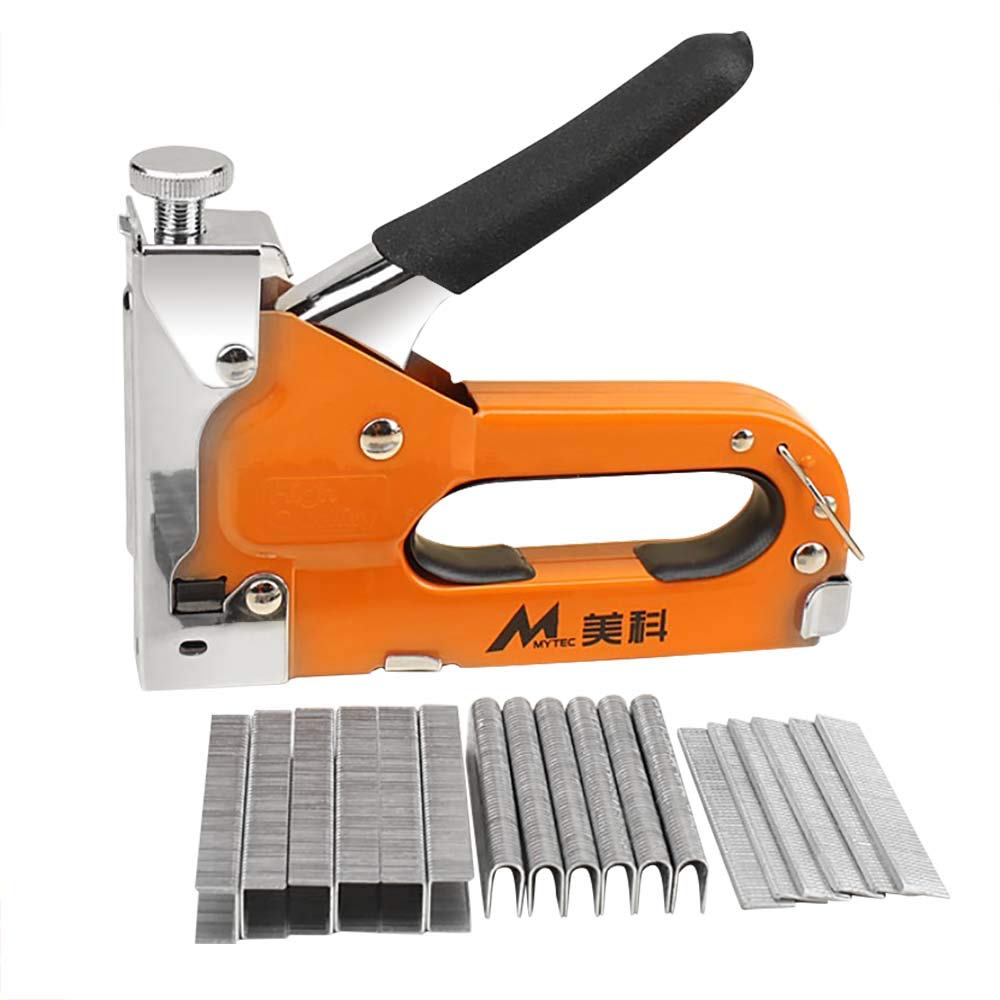 Heavy Duty Staple Gun Kit with 600 Staples (U Shape, Door Shape, T Shape) & Staple Remover - 3 Way Hand Operated Stapler for DIY Projects, Home Repair, Upholstery, and Woodworking - Plastic Body Construction