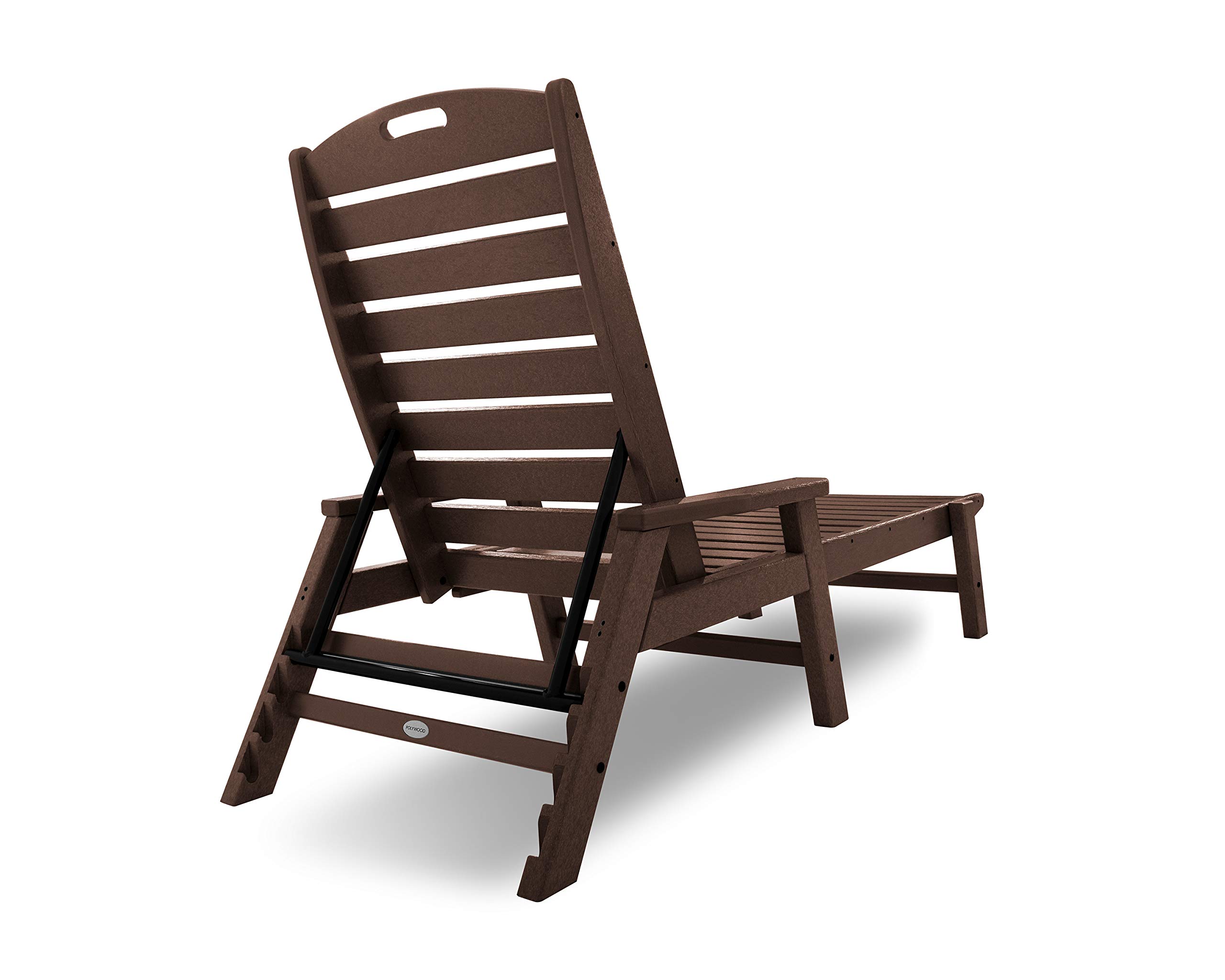 POLYWOOD NCC2280MA-P Nautical Arms Chaise Lounge Chair - Durable Mahogany Outdoor Furniture for Patio, Poolside & Beach Relaxation