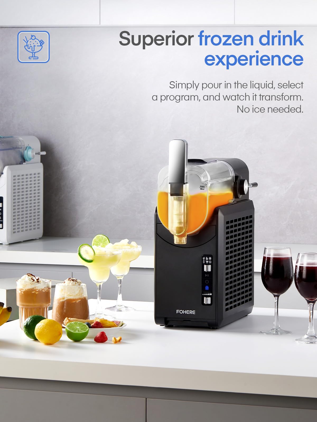 Professional Frozen Drink Maker with Quickfreeze Technology - 5 Preset Programs for Margaritas, Slushies & Frappés | Commercial & Home Use for Parties, Cafés & Restaurants | Black