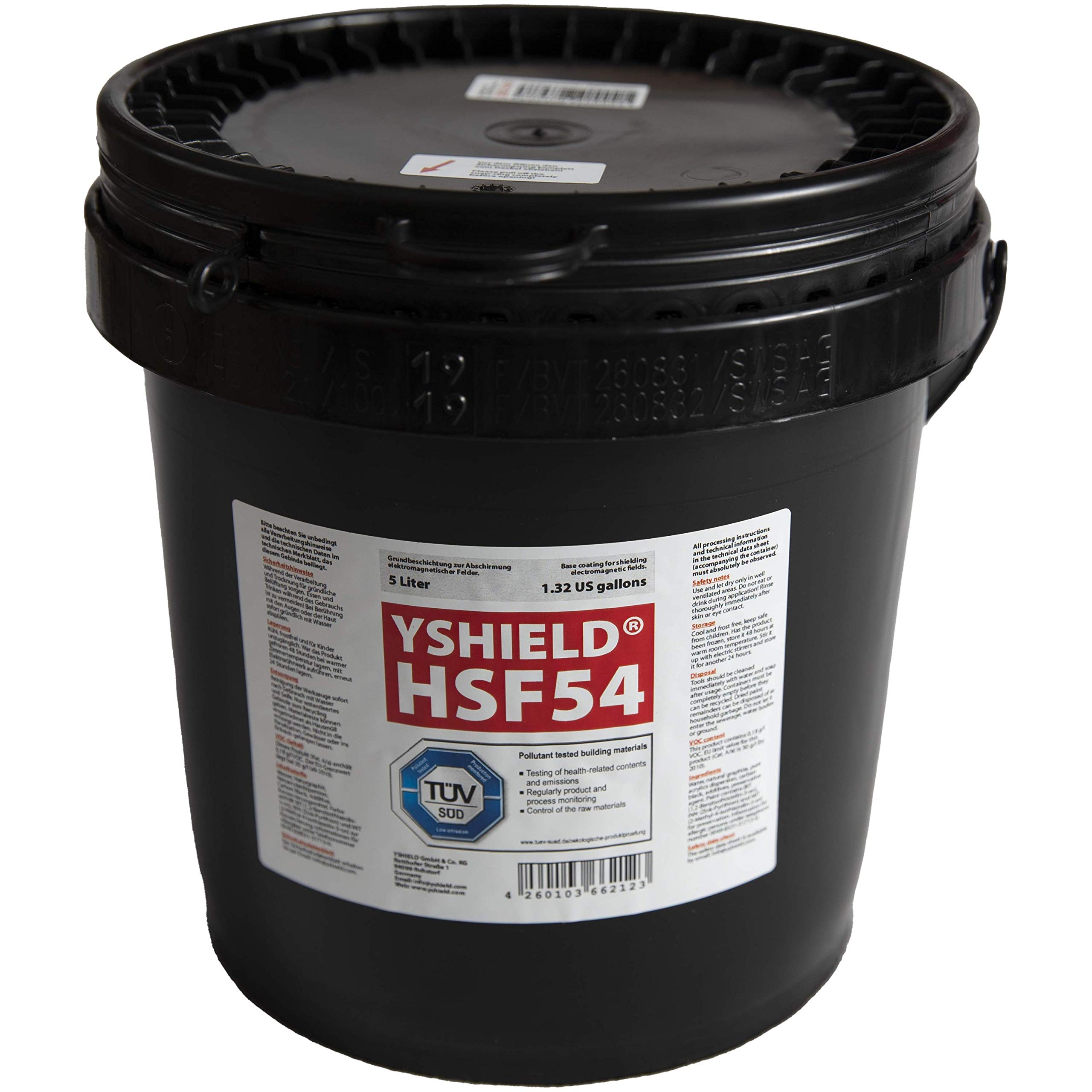 YShield RF Shielding Paint - 5L Bucket - HSF54 - Blocks WiFi, Smart Meters, Cell Phone Signals & EMF Radiation - Ideal for Home, Office & Data Center Protection