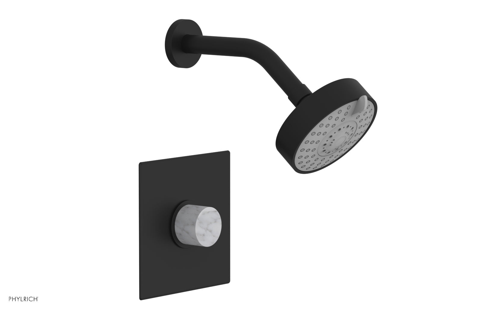 BASIC II Pressure Balance Shower Set with White Marble Handle - 230S 23 Series - Perfect for Modern Bathroom Renovation & Spa-Like Shower Experience