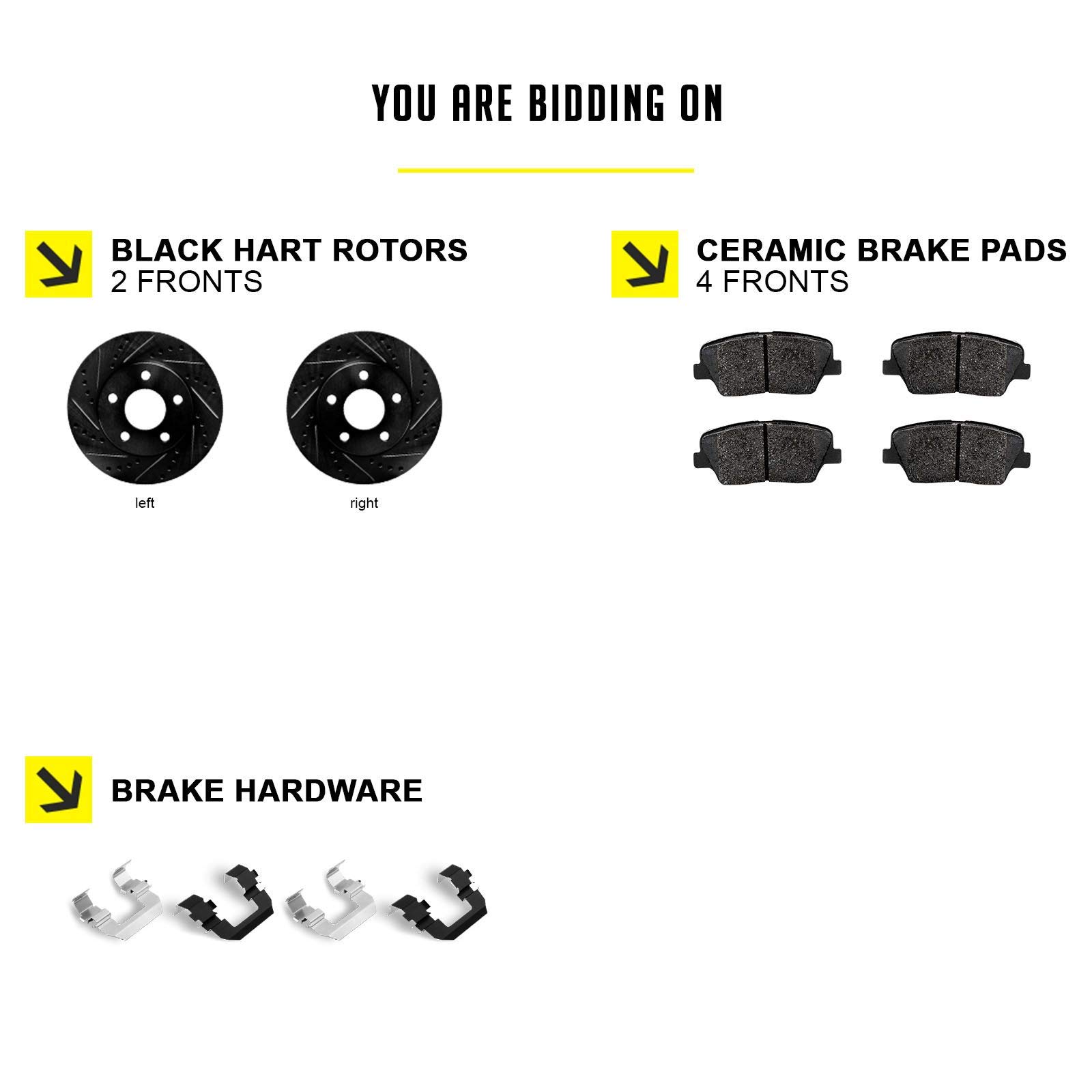 Hart Ceramic Brake Pads and Rotors Kit for 1992-1997 Honda Accord - Rear Brake System Replacement with Hardware Kit | Durable & Quiet Performance for City Driving & Highway Commuting