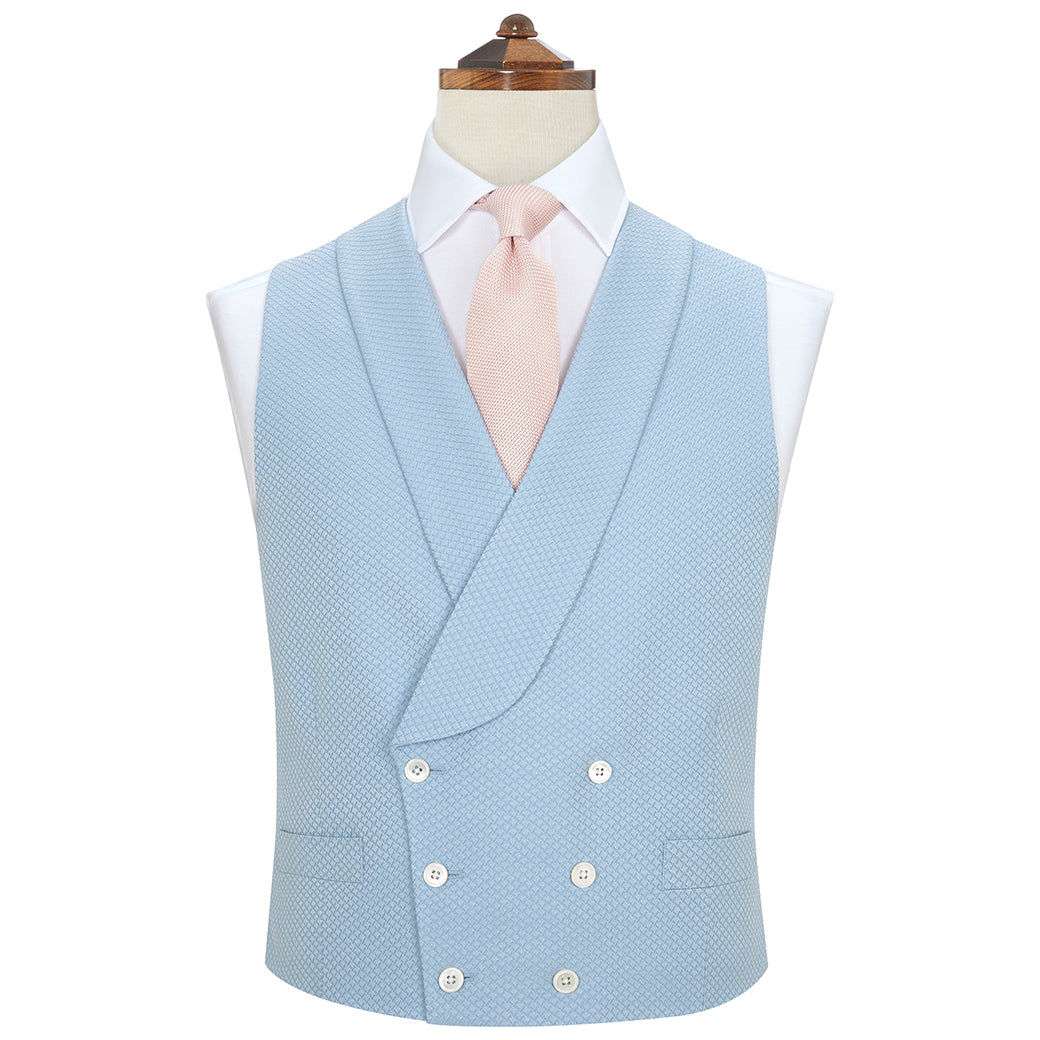 Premium Hudson Blue Diamond Cotton Silk Waistcoat for Men - Elegant Formal Vest for Weddings, Business & Special Occasions