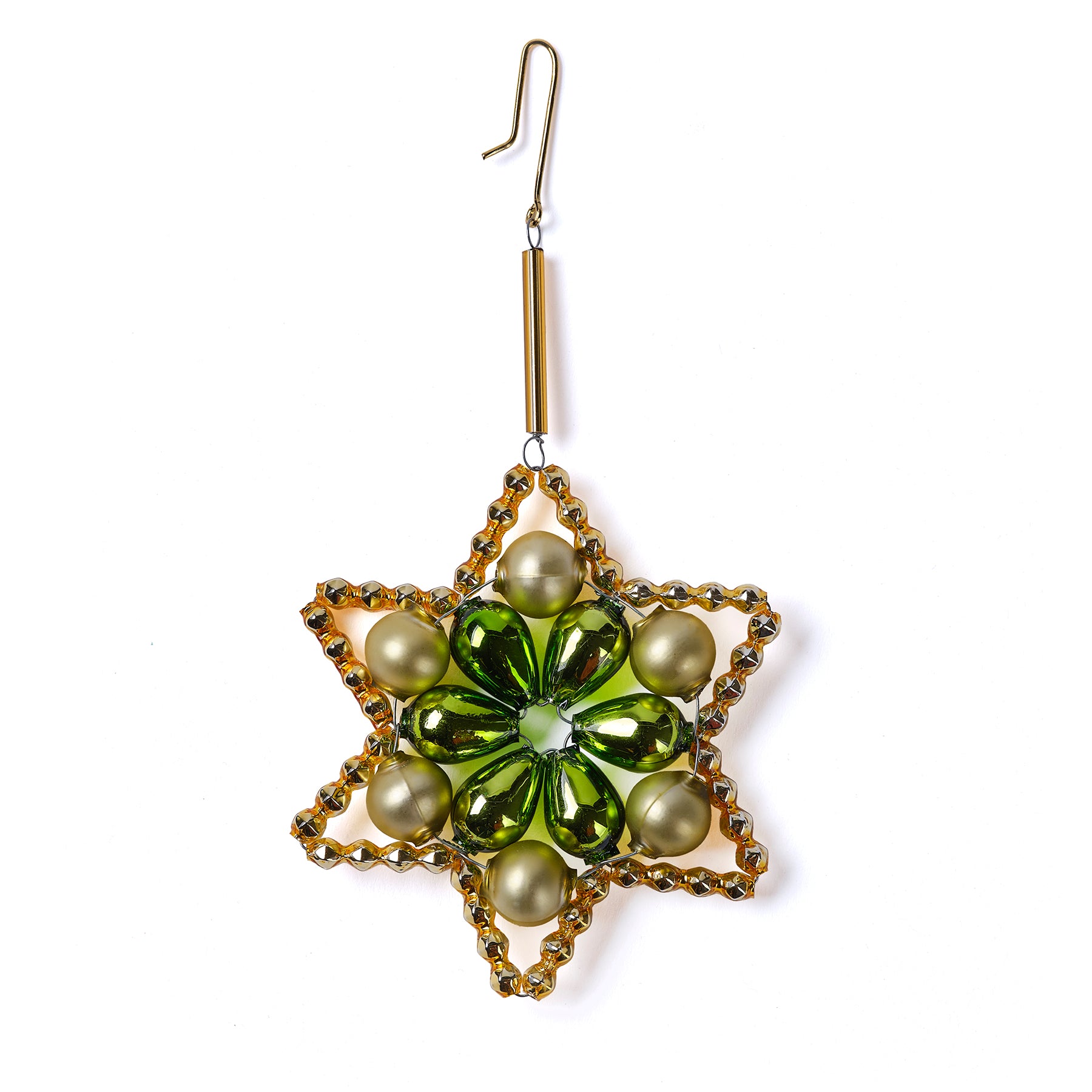 Gold and Green Star Ornament - Elegant Holiday Decor for Christmas Tree, Home, Party & Gift Giving