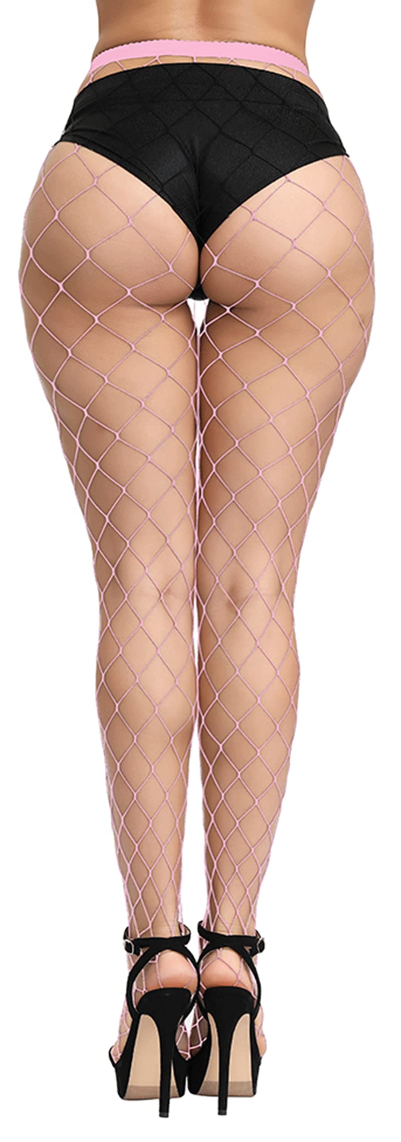 Pareberry Women's High Waisted Fishnet Tights - Sexy Wide Mesh Stockings for Party, Halloween, Cosplay & Night Out