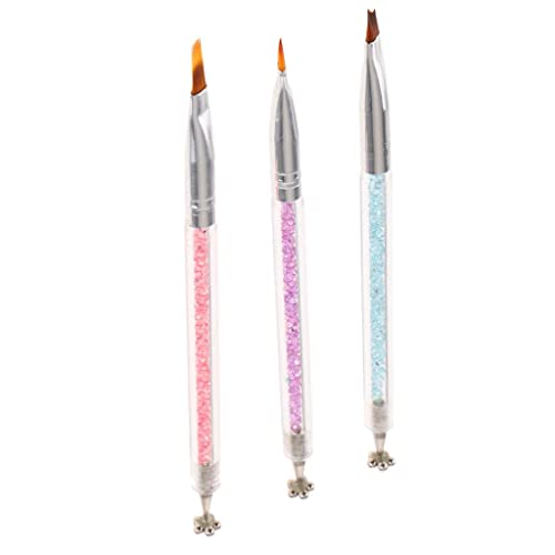 3x Double Head Nail Art Brush Set - UV Gel Liner & Magnet Tip Painting Pen (01-03) for Professional Nail Design, DIY Manicure & Salon Use
