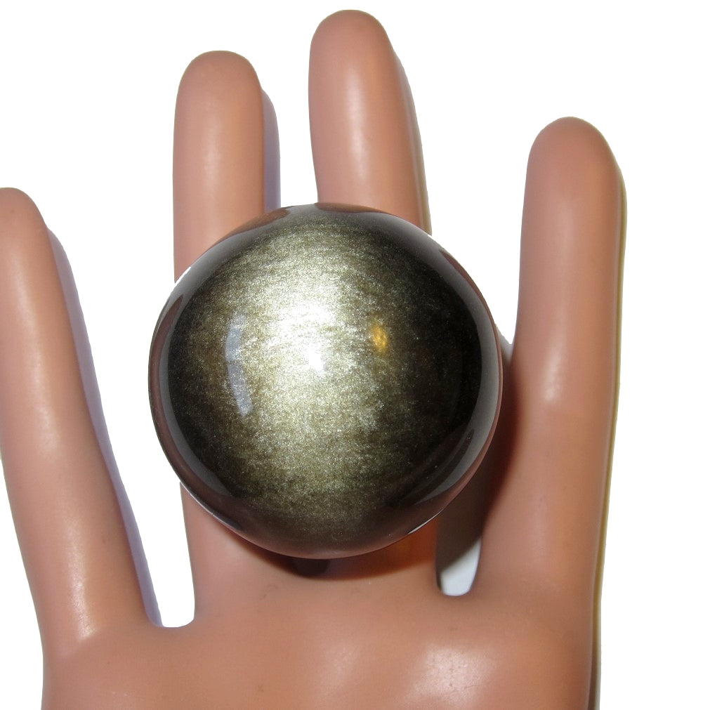 Obsidian Crystal Ball with Gold Glitter - Protective Stone Sphere for Meditation, Healing & Home Decor - Perfect for Energy Work, Feng Shui & Spiritual Gifts