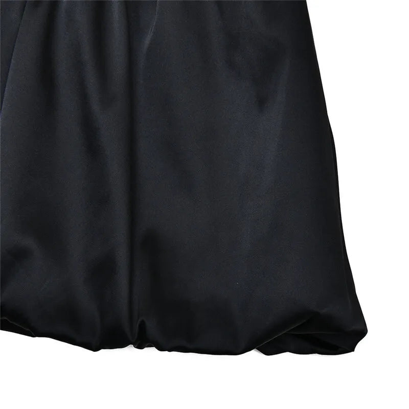 Sexy Black Lace Puffball Mini Dress for Women - Long Flare Sleeve Sheer Club Party Dress with Lace Up & High Waist | Perfect for Night Out, Date Night, and Special Occasions
