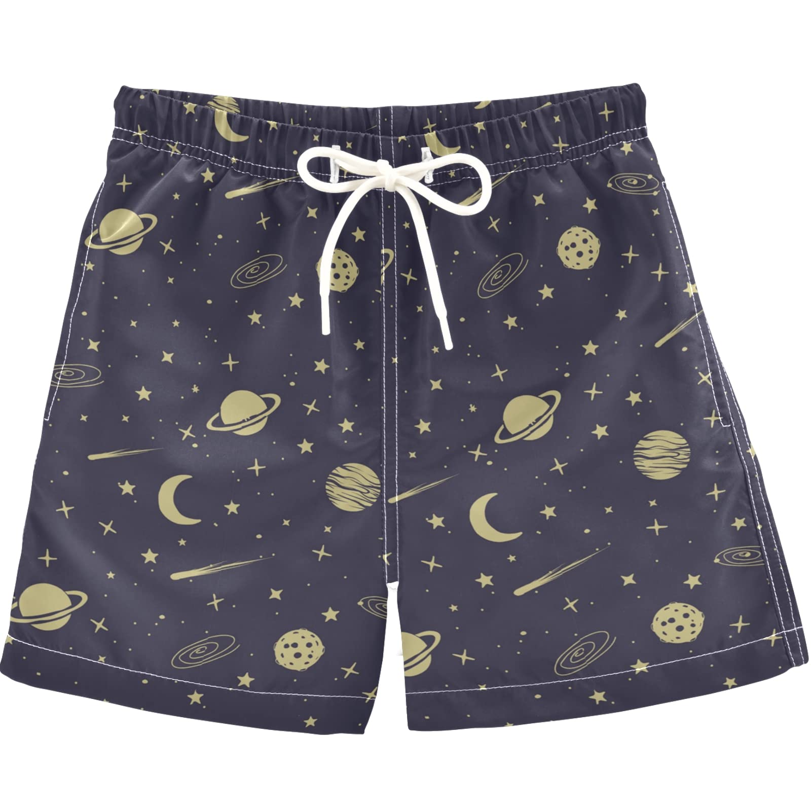 Visesunny Astronomic Space Planet Comets Star Swim Trunks for Boys - Toddler & Kids Swimwear | Baby Boy Bathing Suits for Beach, Pool & Summer Water Play