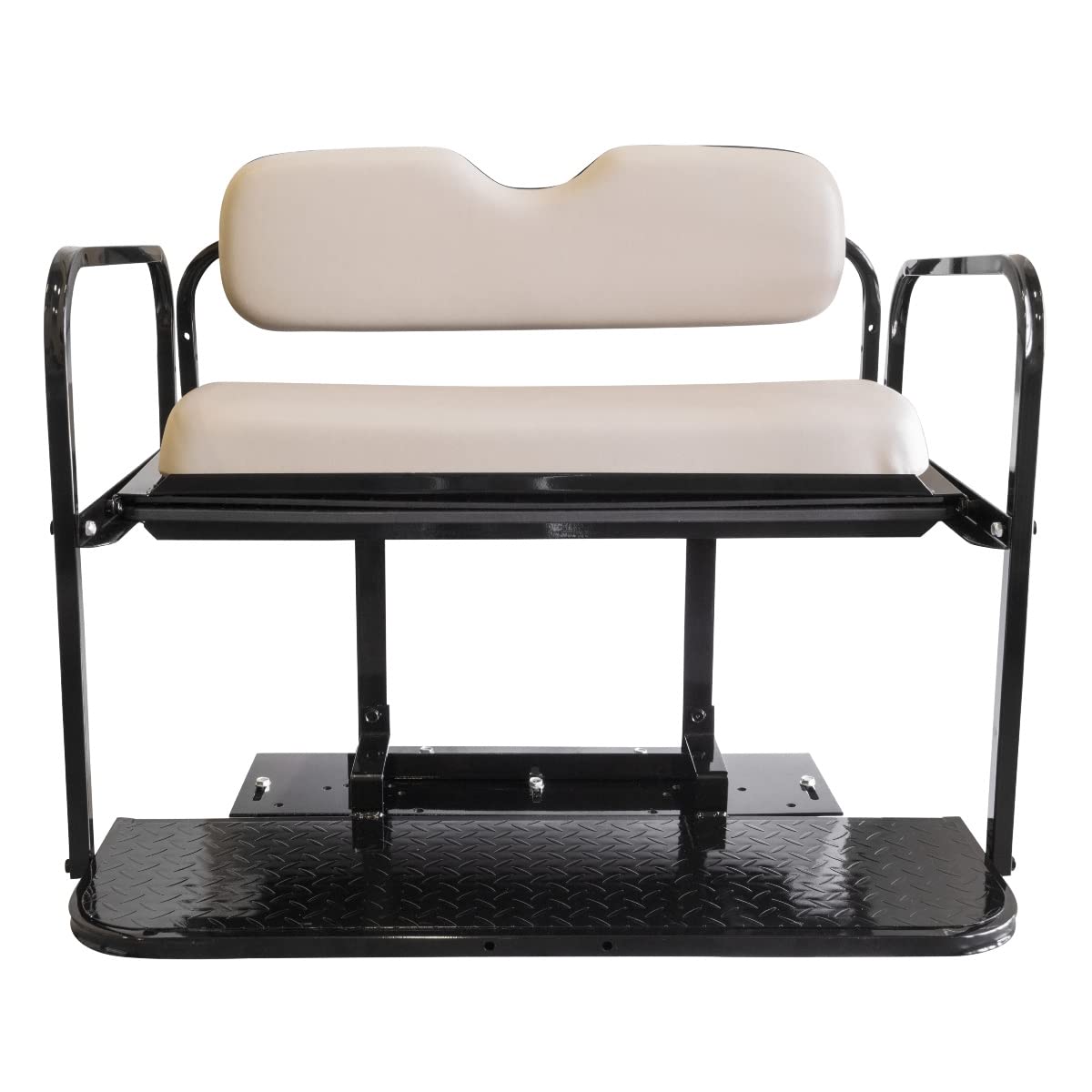 Yamaha G29 Drive Golf Cart Rear Flip Seat Kit - Folding Steel Frame with Stone Grey Cushions | Compatible with 2007-2016 Models | Perfect for Family Rides, Golf Courses & Neighborhood Cruising