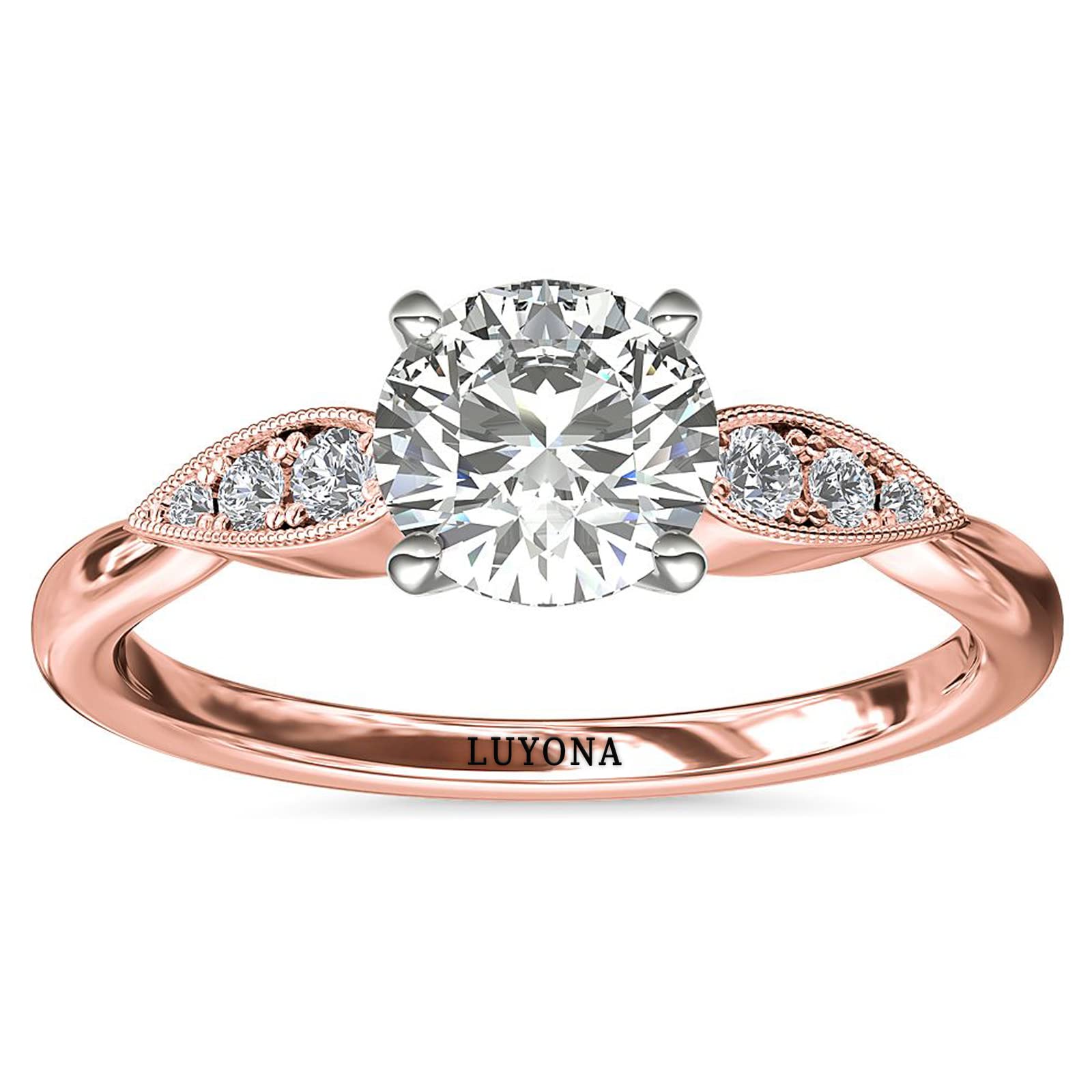 Luyona 1.0 CT Round Cut Moissanite Engagement Ring for Women - 925 Sterling Silver Wedding Band, Anniversary Jewelry Gift with Gift Box | Perfect for Proposals, Bridal Sets & Romantic Occasions