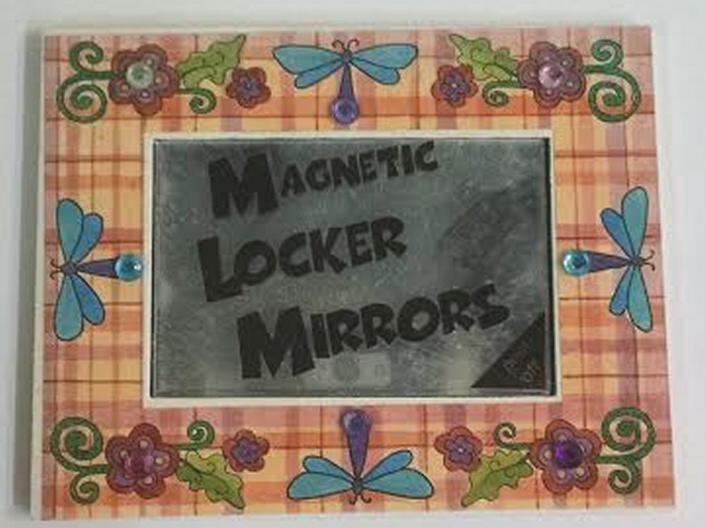 Magnetic Locker Mirror with Dragonfly Design - Portable Vanity Mirror for School, Gym & Dorm - Perfect for Makeup, Grooming & Quick Checks