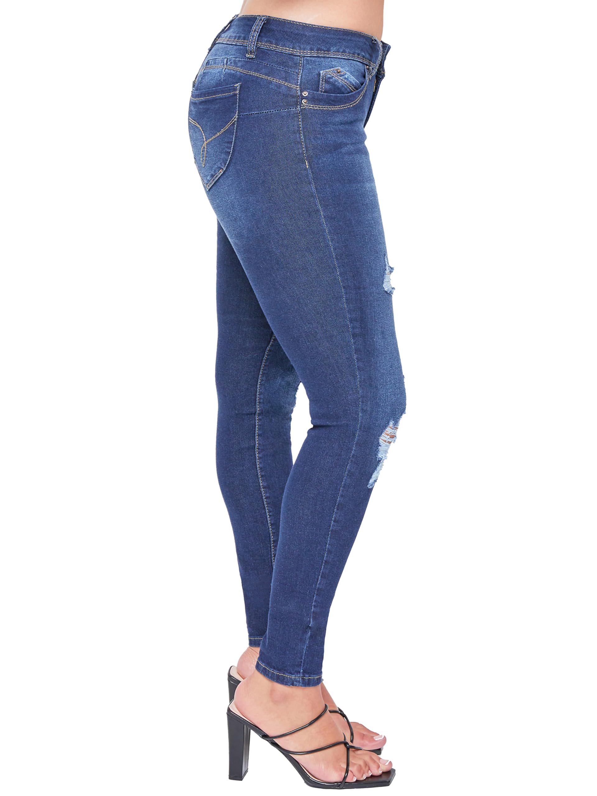 YMI Women's Wannabettabutt Mid-Rise Skinny Jeans - Eco-Friendly Stretch Denim Pants with Recycled Fibers | Perfect for Casual Wear, Date Nights & Everyday Comfort