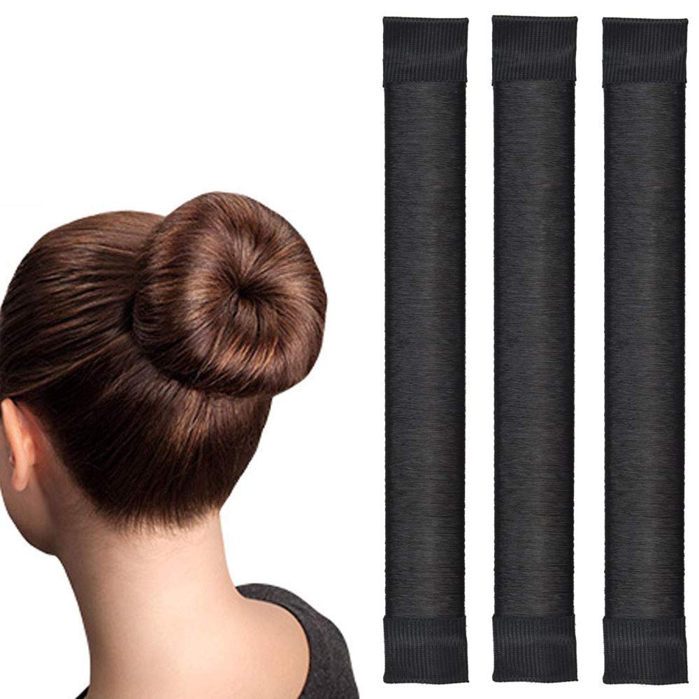Black Magic Bun Makers 3-Piece Set - Hair Donut & Ballet Bun Maker for Perfect Buns | Easy Hair Bun Tool for Kids & Girls | Great for Dance, School & Everyday Styling