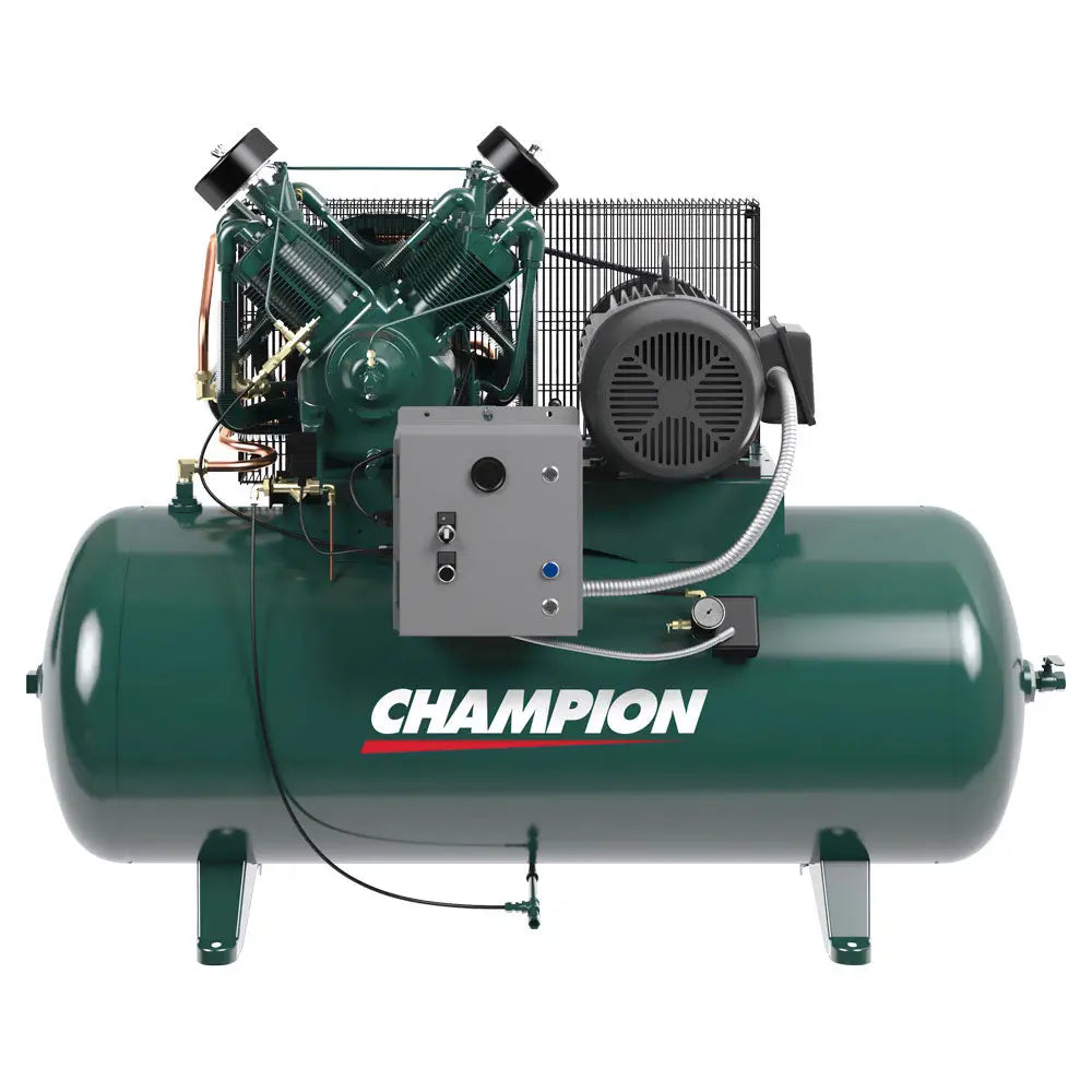 Champion 7.5HP R30 Series Horizontal Air Compressor - 240 Gallon Tank - Industrial & Home Garage Use for Painting, Sandblasting & Pneumatic Tools