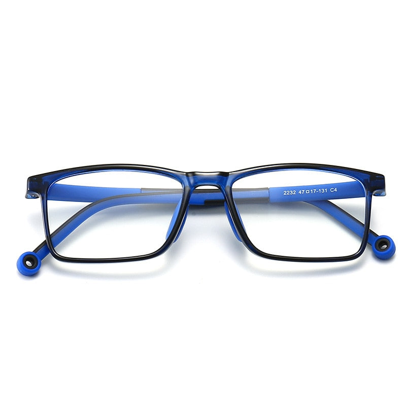 CCspace Unisex Youth Full Rim Square Silicone Eyeglasses 54673 - Trendy Lightweight Glasses for Kids & Teens - Perfect for School, Reading & Daily Wear