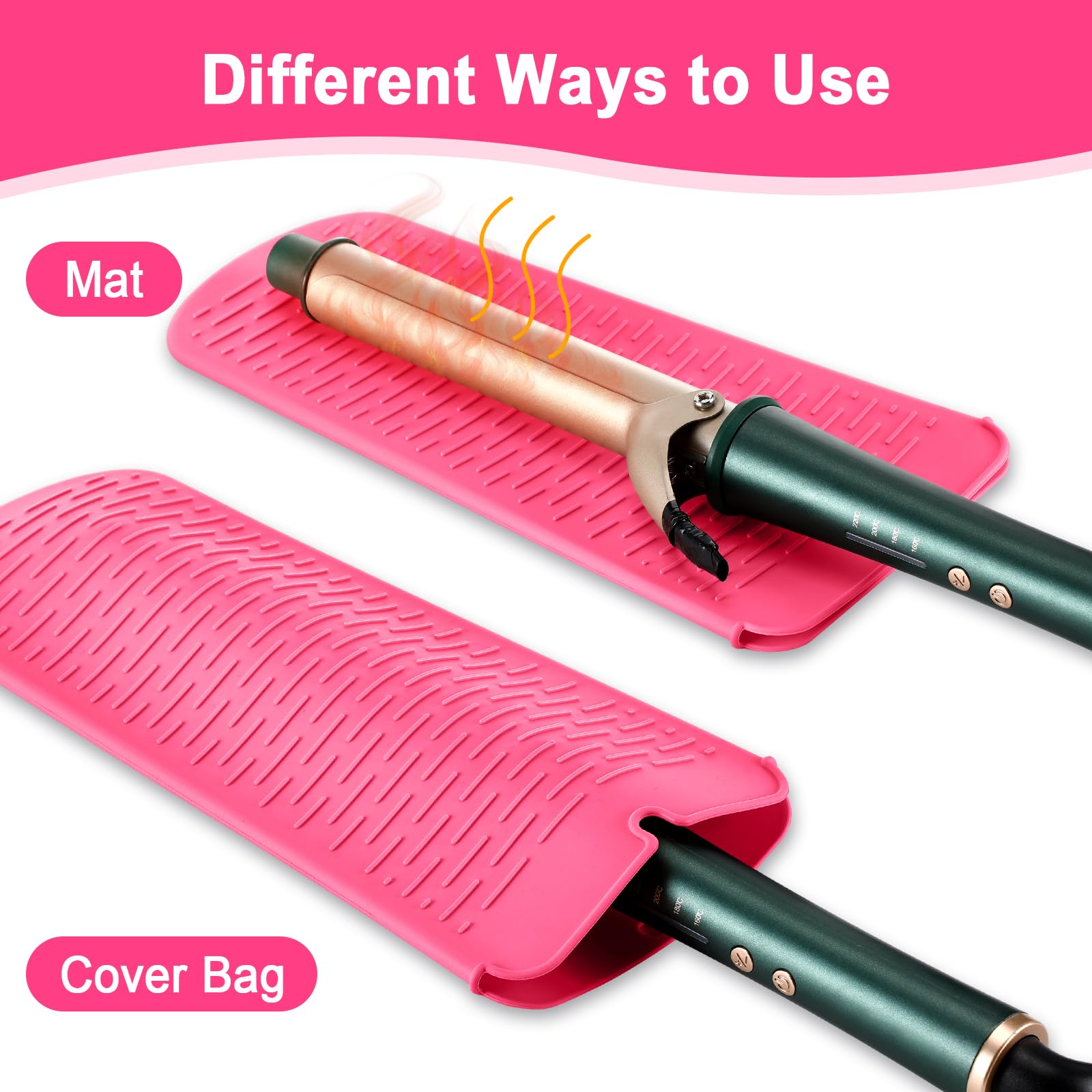 Shappy 2-Piece Heat Resistant Curling Iron Travel Case - Neoprene Flat Iron Holder & Silicone Hot Tools Bag for Straightener Storage (Solid Style) | Perfect for Travel, Salon & Home Hair Styling