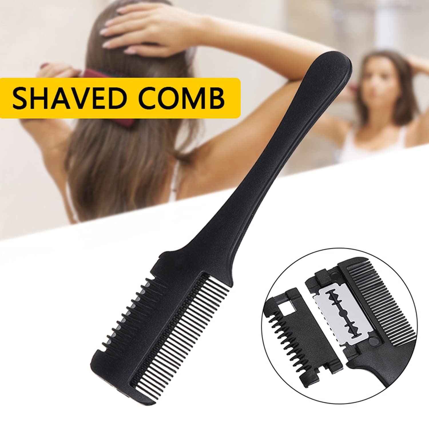 Professional Hair Cutting Scissors & Thinning Comb Kit with Double Edge Razor - 2pcs Razor Comb + 10pcs Blades for Barber Styling & DIY Haircuts at Home