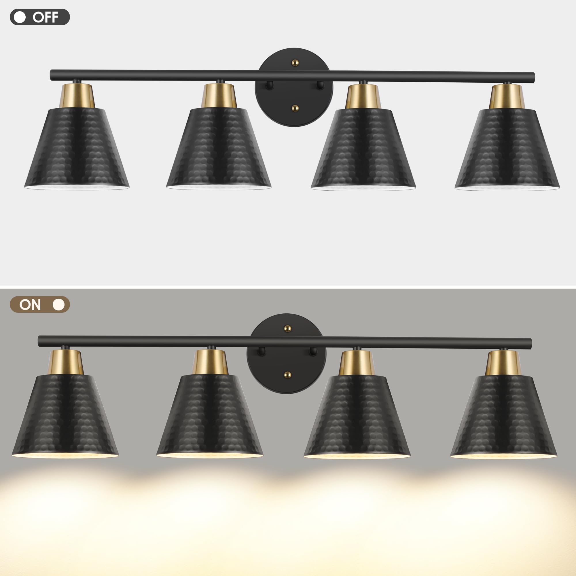 4-Light Vanity Light for Bathroom - Modern Wall Sconce with Warm White Lighting - Perfect Over Mirror Bathroom Lights for Bedroom & Vanity Areas - Dimmable LED Bathroom Lighting Fixture for Home Decor