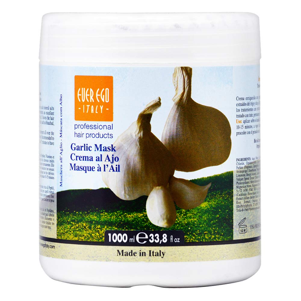 Ever Ego Garlic Shampoo & Hair Mask Set (33.8oz + 4.22oz) - Natural Hair Growth Treatment for Thinning Hair, Dandruff & Scalp Care - Perfect for Damaged Hair Repair & Daily Hair Care Routine