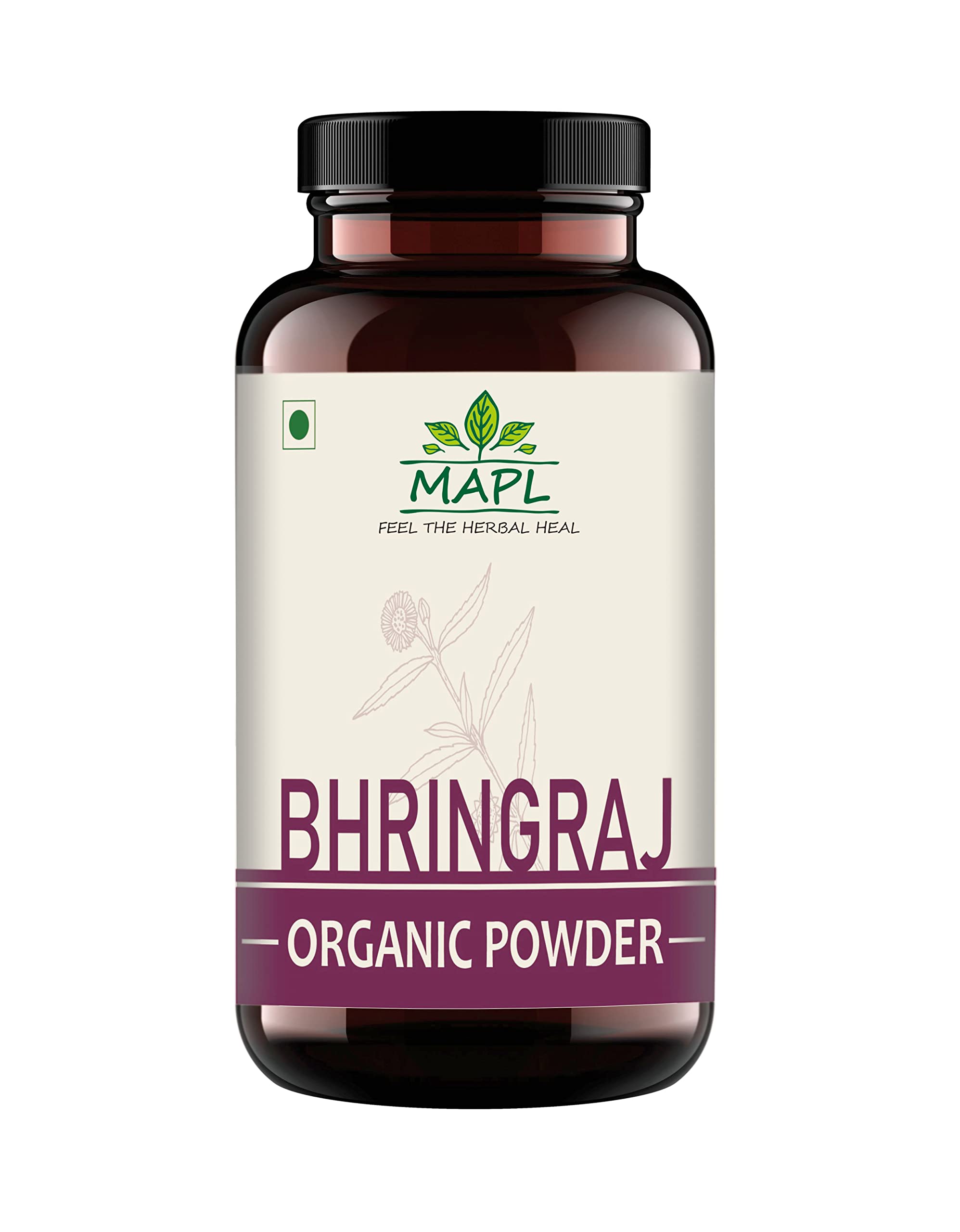 Organic Bhringraj Powder for Hair Growth | Pure Mapl Bhringraj Herb Powder | Natural Hair Care Treatment | Promotes Thicker, Stronger Hair - 200g | Perfect for DIY Hair Masks & Ayurvedic Scalp Care