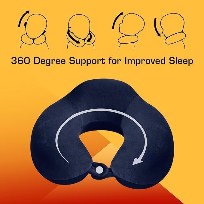 Premium Memory Foam Neck Pillow for Travel - Ergonomic Support for Neck Pain Relief | Car, Airplane & Train Sleeping Pillow | Essential Travel Accessory for Comfortable Long Trips & Office Naps