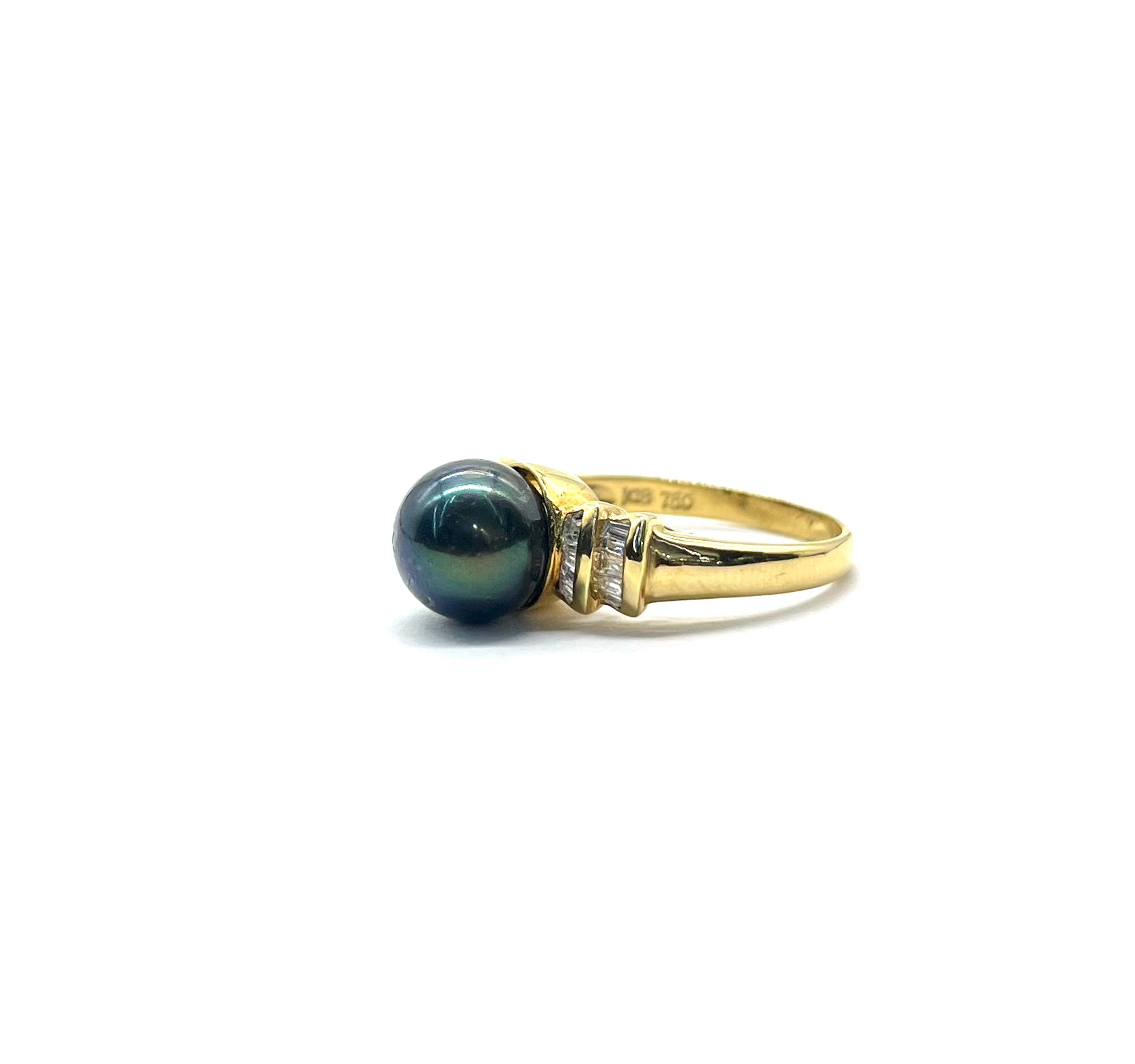 18K Gold Tahitian Pearl and Diamond Ring for Women - Elegant Wedding, Engagement, Anniversary Gift Jewelry
