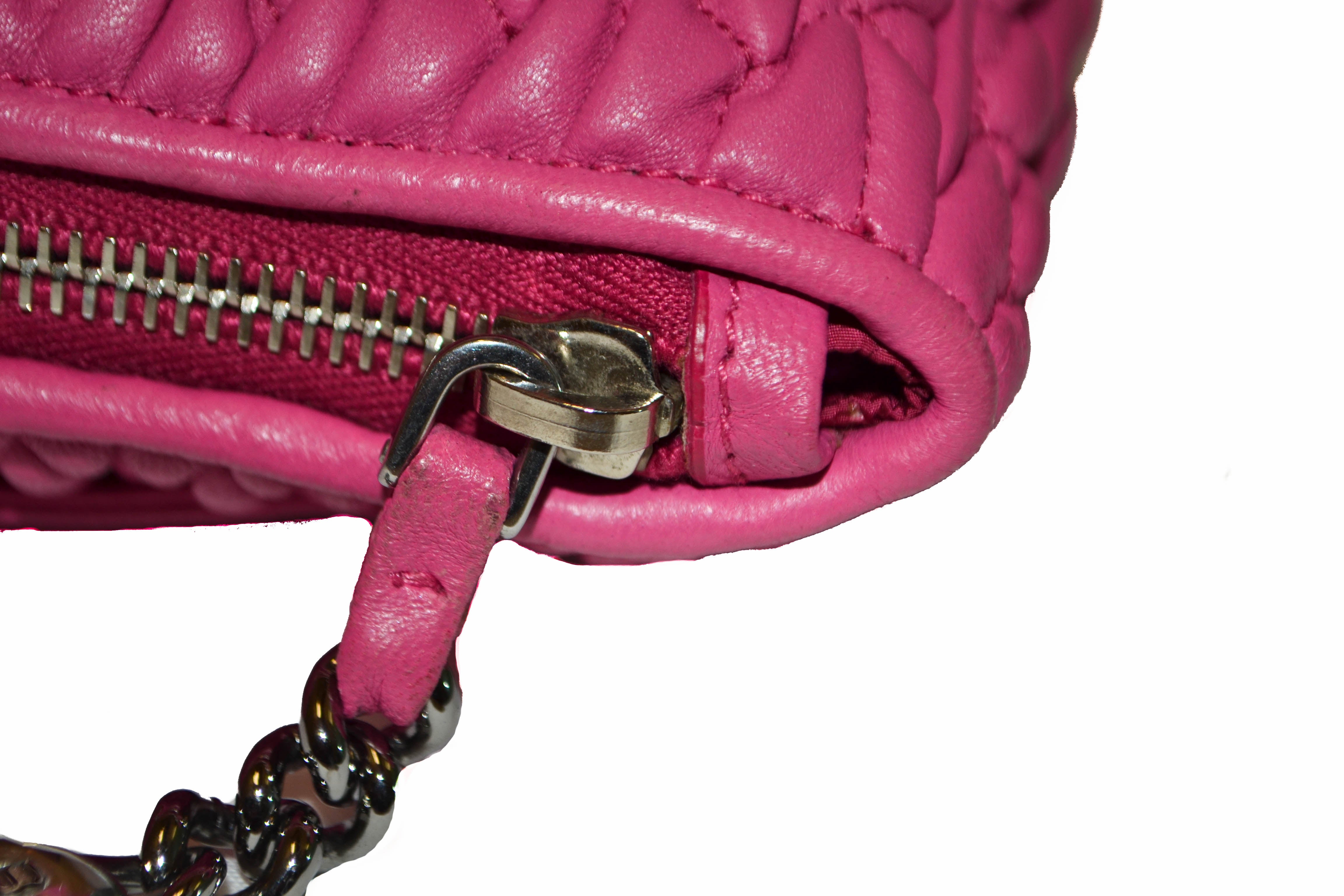 Authentic Miu Miu Pink Matelasse Nappa Leather Clutch Bag for Women | Luxury Designer Evening Clutch | Perfect for Parties, Weddings & Special Occasions