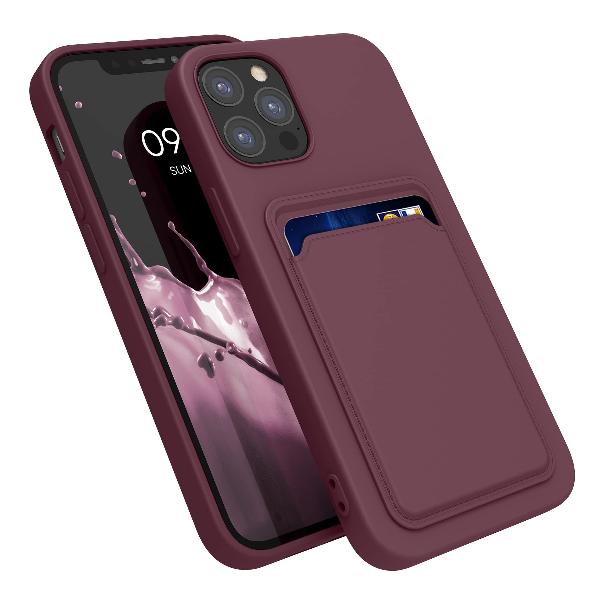 kwmobile Shockproof TPU Phone Case Compatible with Apple iPhone 12 & iPhone 12 Pro - Slim Protective Cover with Credit Card Holder (Tawny Red) - Perfect for Everyday Use, Travel & Outdoor Activities